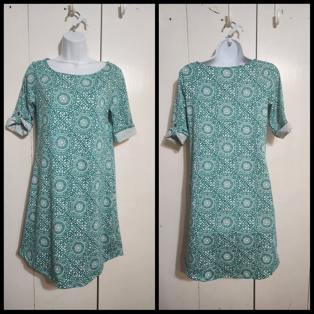 Medium LOLA by AFG Multicolor Mandala Boho Short Sleeve A Line Activewear Dress